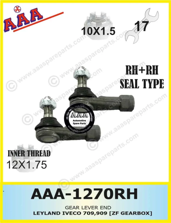 GEAR LEVER END LEYLAND  909  17mm IINER THREAD RH/RH