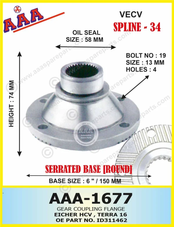 Gear Flange EICHER HCV, TERRA 16 X-SERRATED TYPE