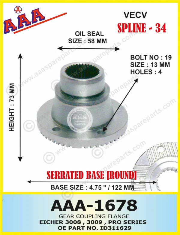 Gear Flange EICHER – ID311629 , BUS 3008, 3009,3010  X-SERRATED TYPE