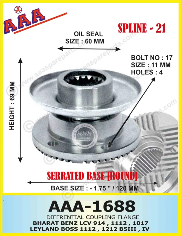 Diff Flange BHARAT BENZ LCV 914, 1112, 1017, ASHOK LEYLAND BOSS 1112, BOSS 1212 X-SERRATED TYPE