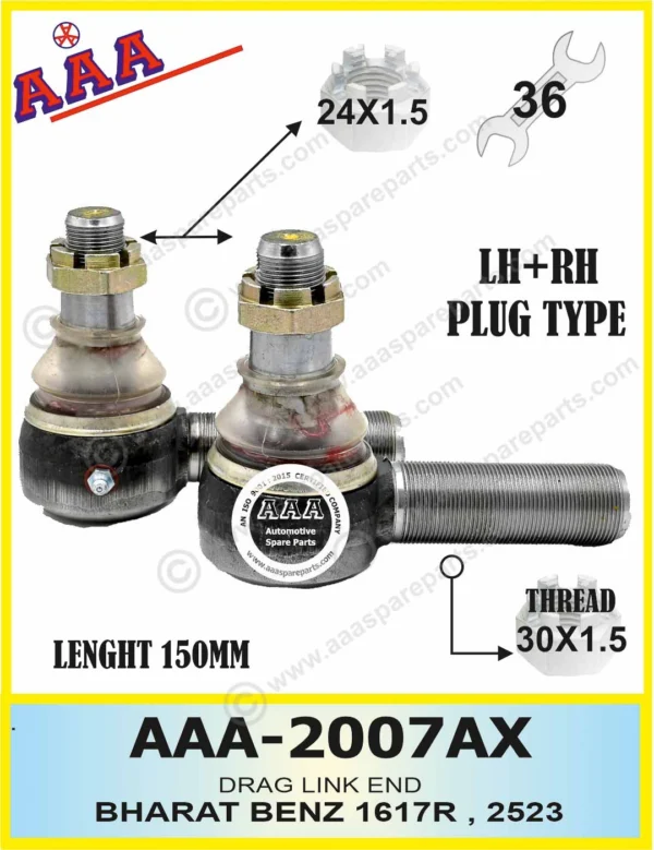 TIE ROD END BHARAT BENZ 3123 , 2523 LIFT AXLE END [MEDIUM]