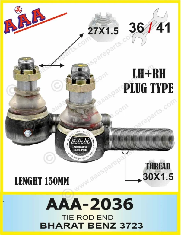 TIE ROD END BHARAT BENZ 3723 [WITH 38X1.5MM SLEEVE AAA-2042]