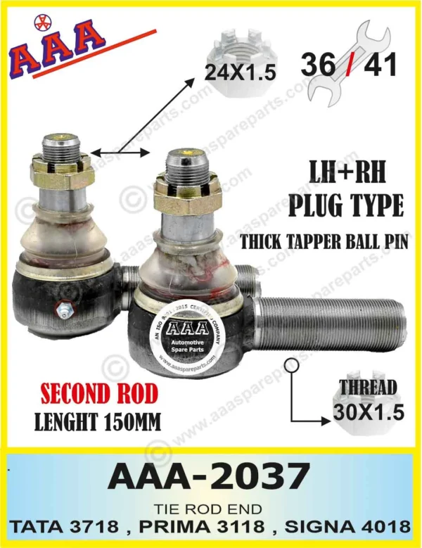 TIE ROD END TATA 3718, PRIMA 3118, SIGNA 4018 SEAL TYPE THICK TAPER BALL PIN