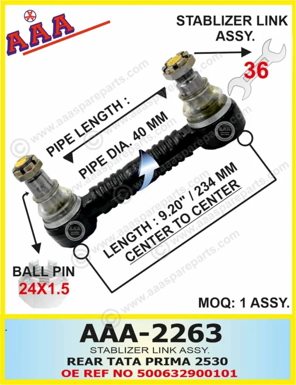 STABLIZER LINK REAR TATA PRIMA 2530 C TO C 234 MM