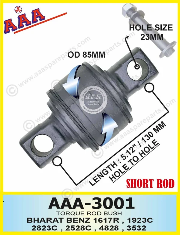 TORQUE ROD BUSH BHARAT BENZ SHORT ROD OD – 85MM
