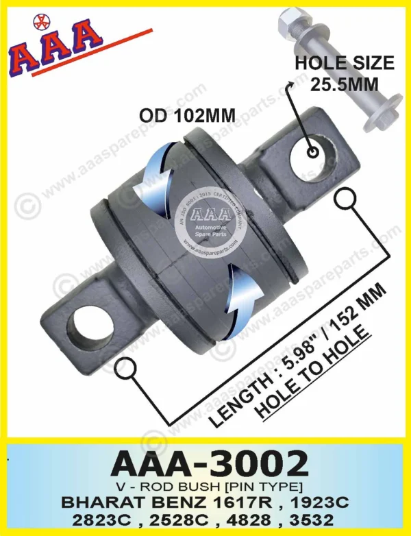 V-ROD BUSH [PIN TYPE] BHARAT BENZ  OD – 102MM