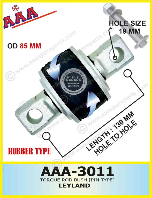 TORQUE ROD BUSH LEYLAND OD – 85MM / HEIGHT – 130MM