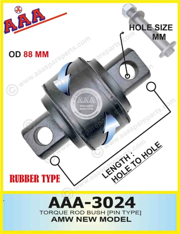 TORQUE ROD BUSH AMW TRUCK NEW MODEL OD – 88MM
