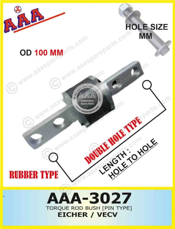 TORQUE ROD BUSH EICHER 100MM DOUBLE HOLE TYPE