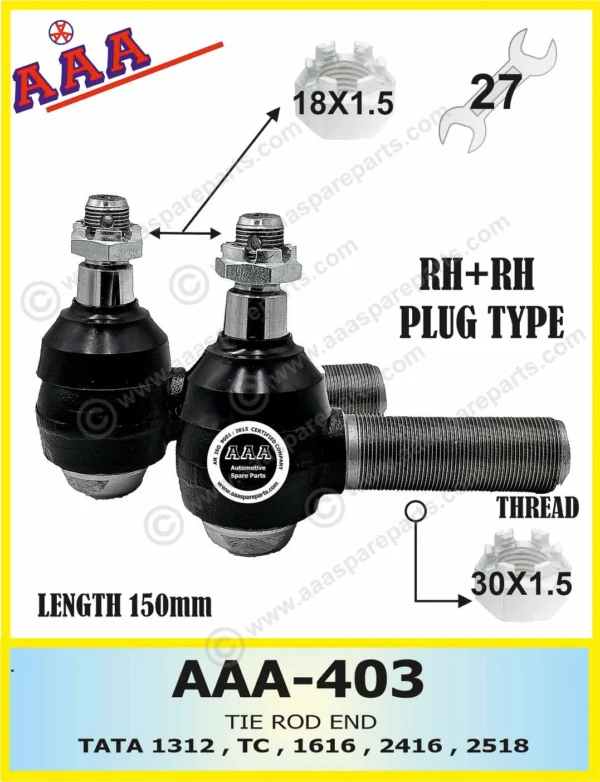 DRAG LINK END 1616 / 2416 / 2516 / 3516 / 2213 / 2515EX / 1109      THREAD 30×1.5 — BALL PIN  DRAG LINK 1312 (18mm) AAA-465   RH+LH