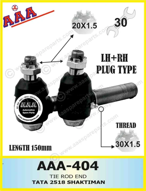 DRAG LINK END TATA 2518 SHAKTIMAN     THREAD 30×1.5 — BALL PIN  DRAG LINK 909 (20mm) AAA-461