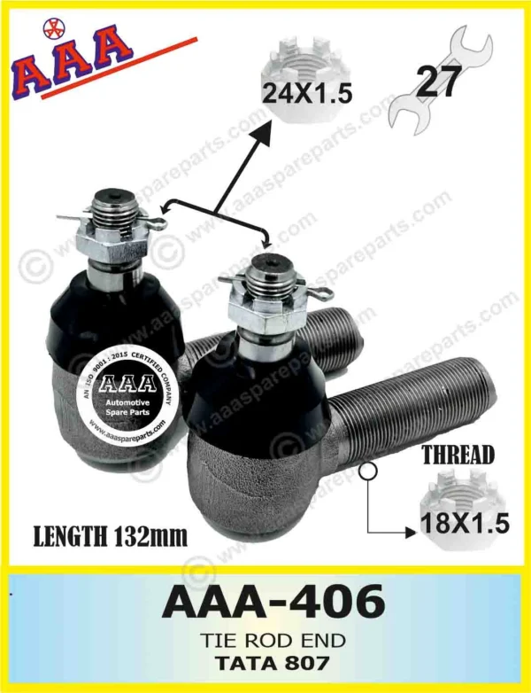 TIE ROD END 807 THREAD 24NO X 1.5MM  —- NUT SIZE 24NO X 1.5MM