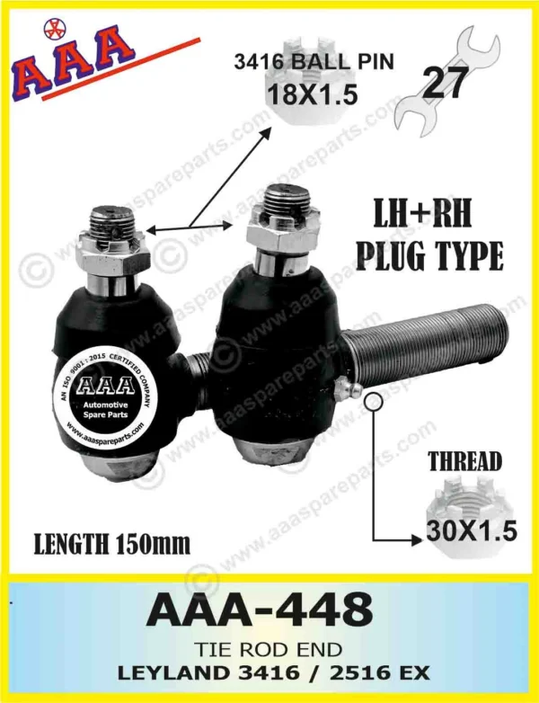 TIE ROD END LEYLAND 2416 / 3416 / 3516    THREAD 30×1.5 — GOLI  LEYLAND 3416 (18mm) AAA-460