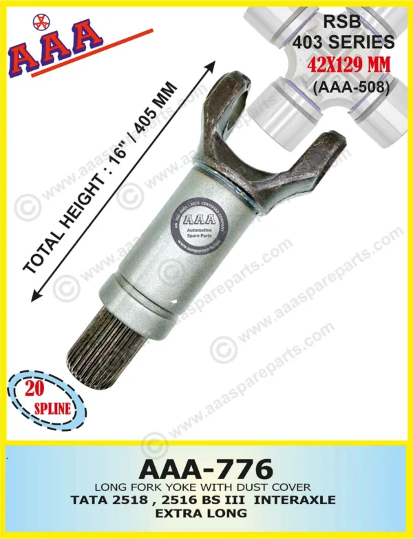 Long Fork TATA, LEYLAND 2516 / 2518 INTERAXLE (WITH DUST COVER & OIL SEAL) EXTRA LONG