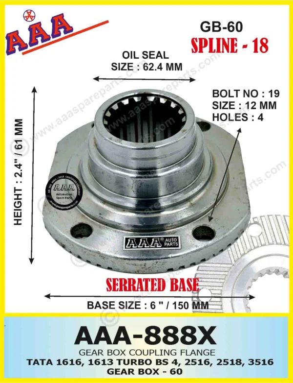 Gear Flange TATA 1616 / 1613 TURBO / 2516 / 2518 / 3516 [2 SIDE CUT]  X-SERRATED TYPE